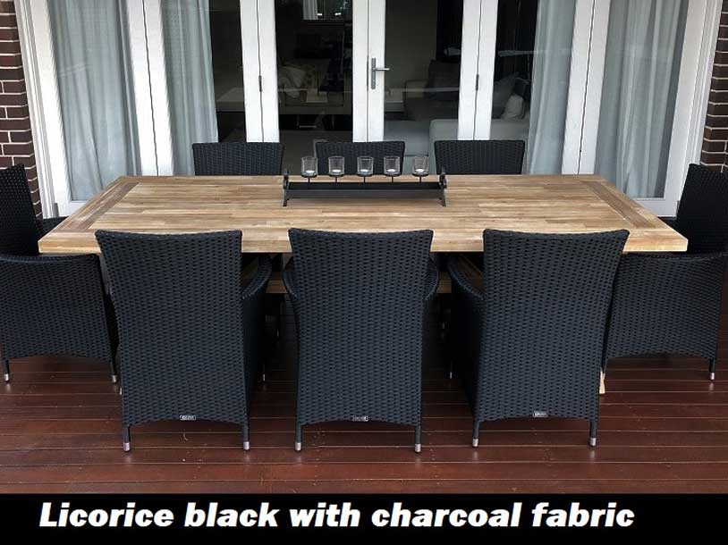Norwich 9 Piece Dining Set - Acacia Wooden Table + Wicker Chairs