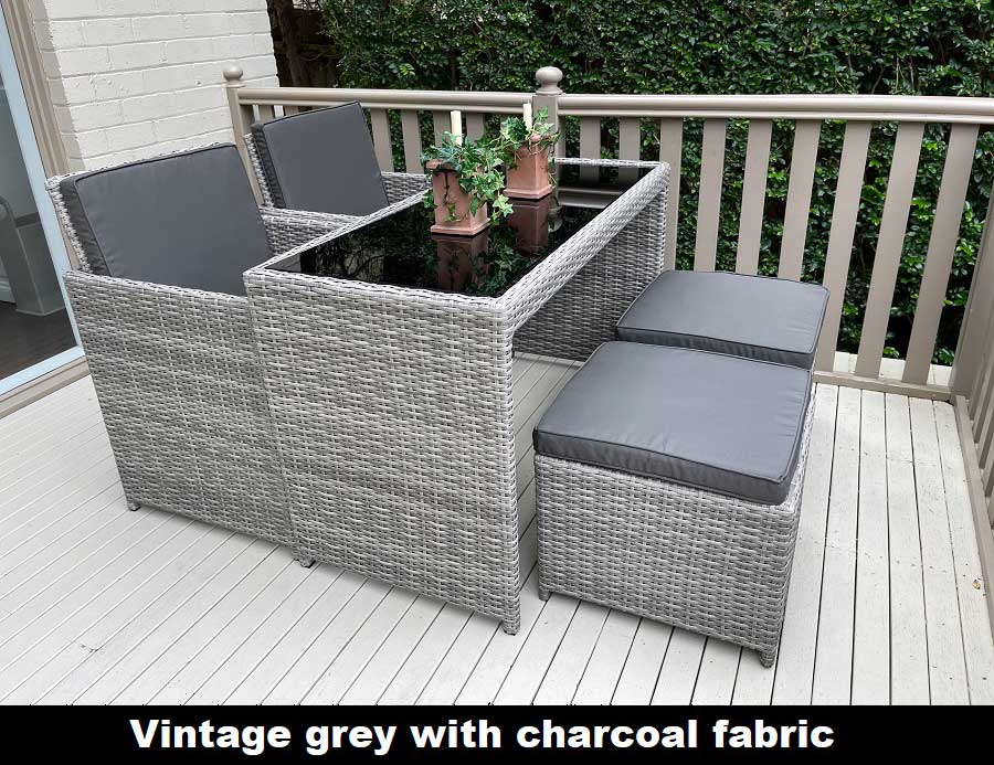 Cube 5-piece Wicker Dining Setting - Image 2