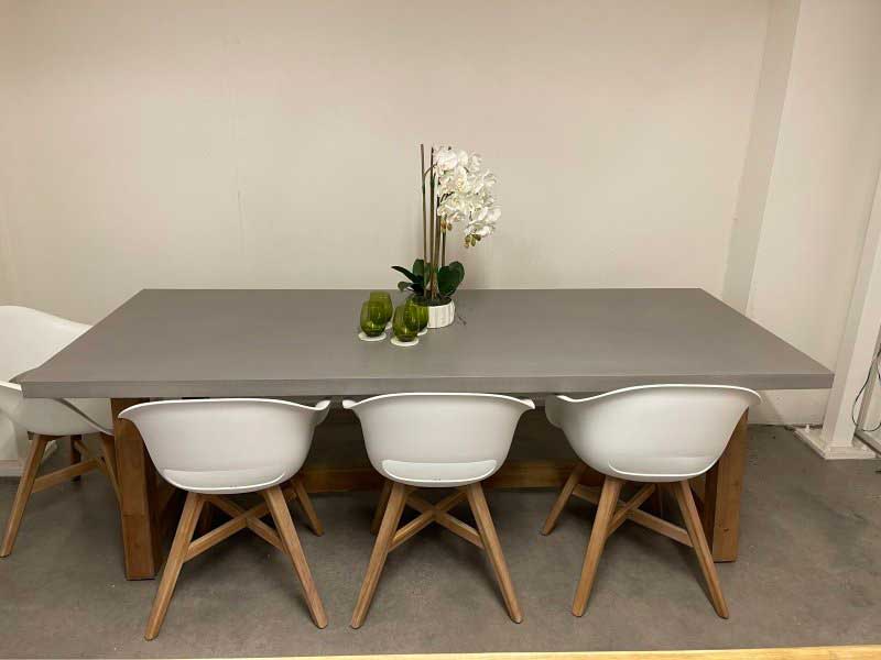 Veltis 9 Piece Dining Set - Concrete Table + Karlstad Chairs - Image 2