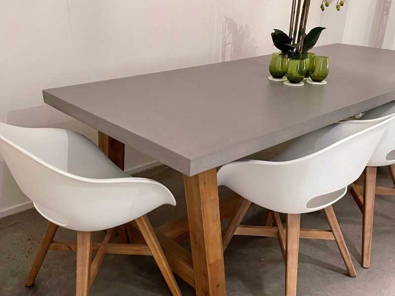 Veltis 9 Piece Dining Set - Concrete Table + Karlstad Chairs - Image 3