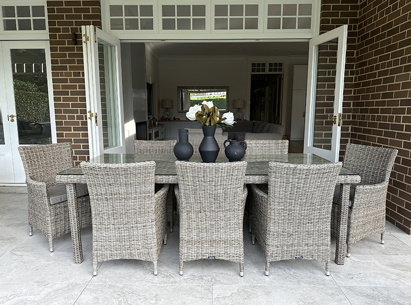 Gartemobe 9pc Outdoor Wicker Dining Set