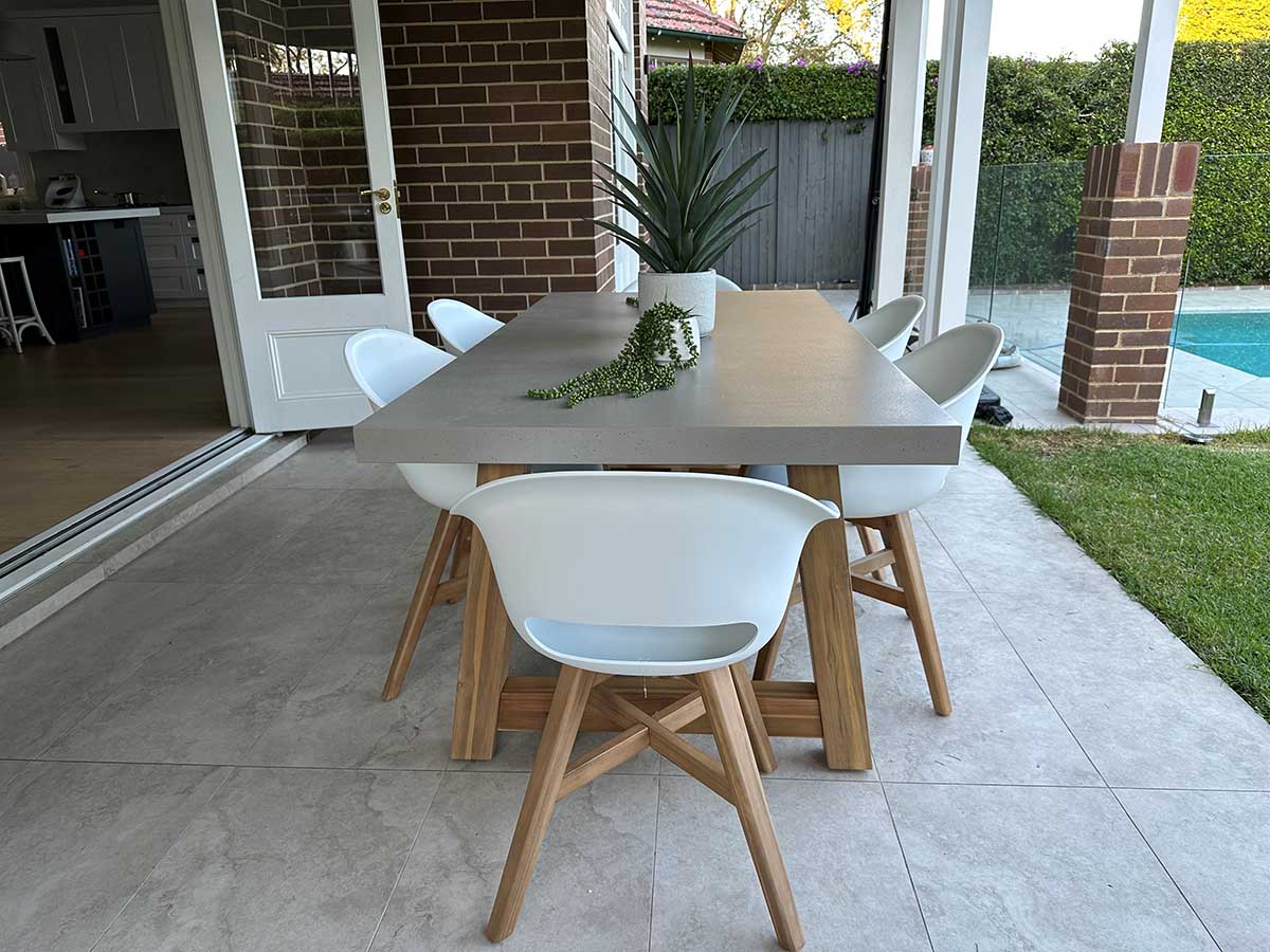 Veltis 7 Piece Dining Set - Concrete Table + Karlstad Chairs - Image 2