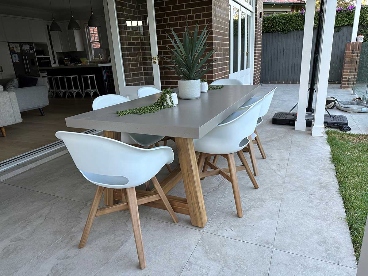 Veltis 7 Piece Dining Set - Concrete Table + Karlstad Chairs - Image 3
